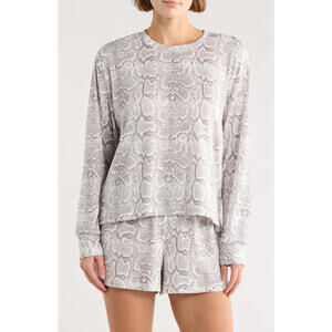 NWT! PJ Salvage Long Sleeve Top & Boxer Shorts Pajama Set in Grey Size Small